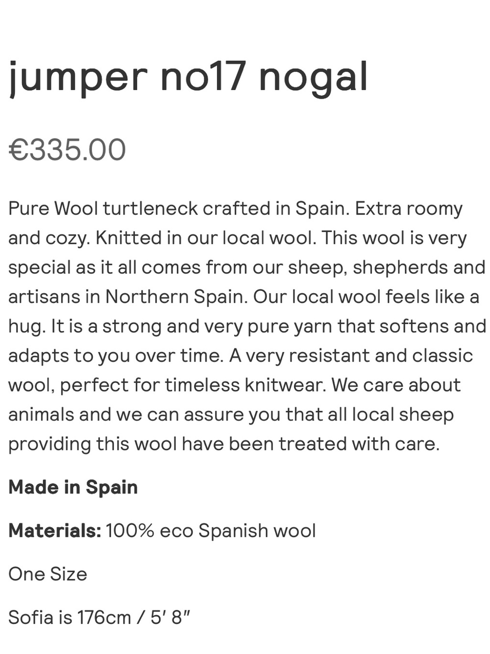 Babaa 100% Eco Wool Oversized Jumper Turtleneck Sweater No17 Nogal One Size - Picture 7 of 8